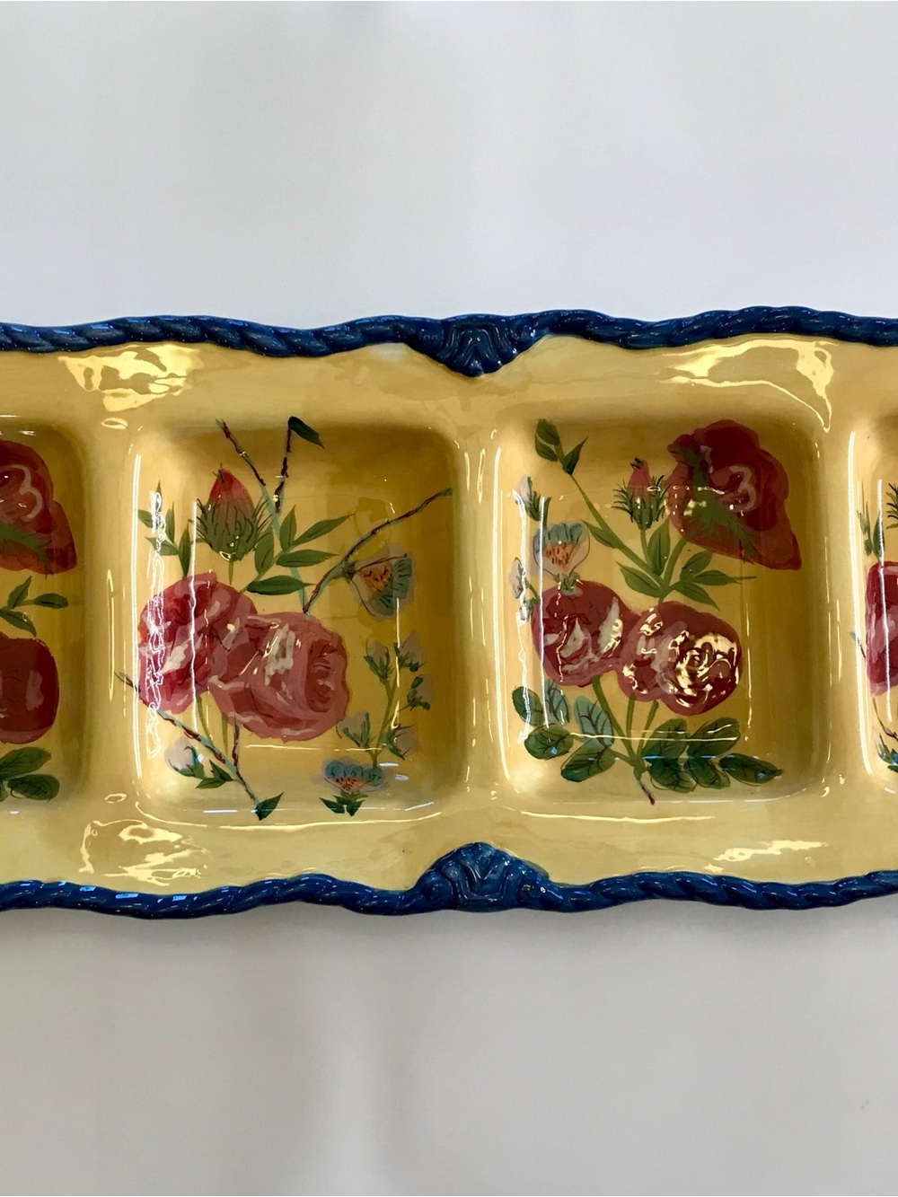 Raymond Waites Rose Garden Appetizer Serving Tray Hand Painted